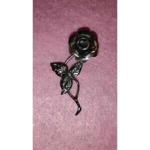 Vintage BEAU Sterling Silver Rose Brooch – Signed Floral Pin